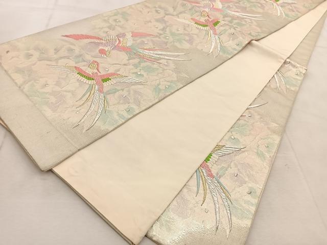 平和屋着物◎西陣 六通柄袋帯 唐織 花鳥文 金銀糸 証紙付き 上代27万 正絹 逸品 BAAU9146yc