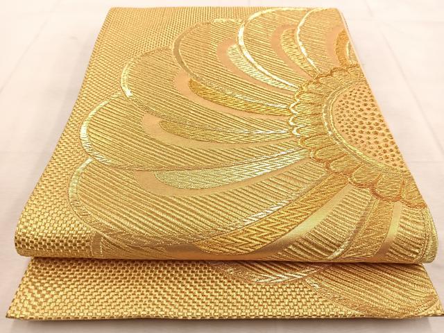 平和屋着物◎六通柄袋帯 舞花文 金糸 正絹 逸品 BAAU9155yc