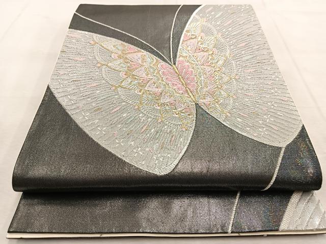 平和屋着物◎六通柄袋帯 唐織 舞蝶文 金銀糸 引箔 正絹 逸品 BAAU9163yc