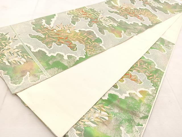 平和屋着物◎六通柄袋帯 唐織 草木文 金銀糸 引箔 正絹 逸品 BAAU9177yc