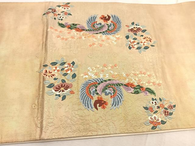 平和屋着物◎太鼓柄袋帯 唐織 鳳凰花文 金糸 引箔 正絹 逸品 BAAU9181yc