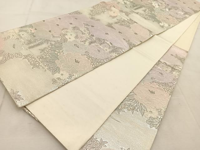 平和屋着物◎六通柄袋帯 唐織 山楽錦秋文 プラチナ箔 正絹 逸品 BAAU9232yc