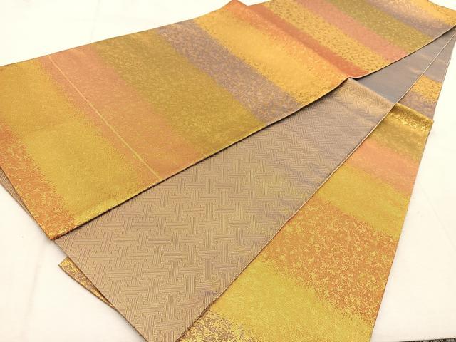 平和屋着物◎佐賀錦 六通柄袋帯 霞文 金糸 正絹 逸品 BAAU9251yc