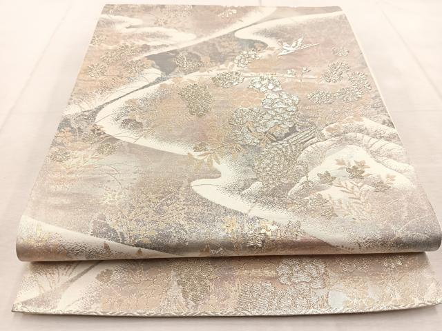 平和屋着物◎六通柄袋帯 花鳥文 京洛錦 二重引箔袋帯 金銀糸 正絹 逸品 BAAU9279yc