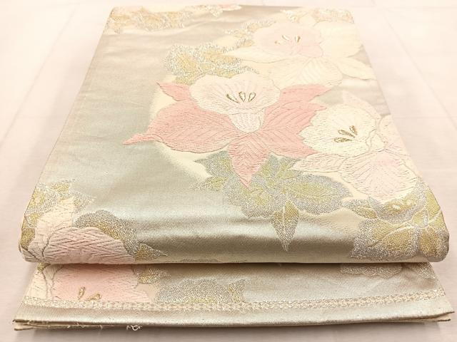 平和屋着物◎六通柄袋帯 唐織 カトレア 金銀糸 正絹 逸品 BAAU9283yc