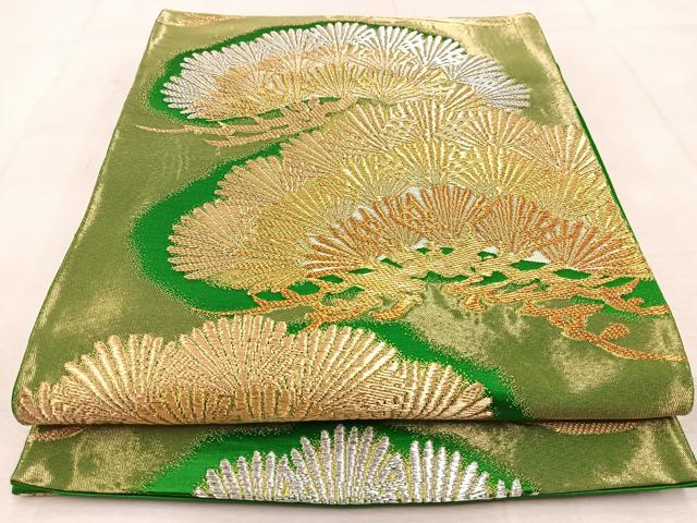 平和屋着物◎西陣 服部織物謹製 六通柄袋帯 白鳥緞子 笠松 金銀糸 引箔 正絹 逸品 BAAU9291yc