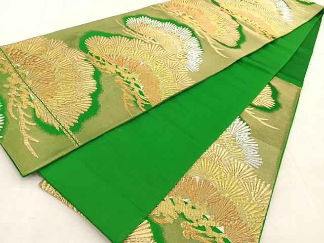 平和屋着物◎西陣 服部織物謹製 六通柄袋帯 白鳥緞子 笠松 金銀糸 引箔 正絹 逸品 BAAU9291yc