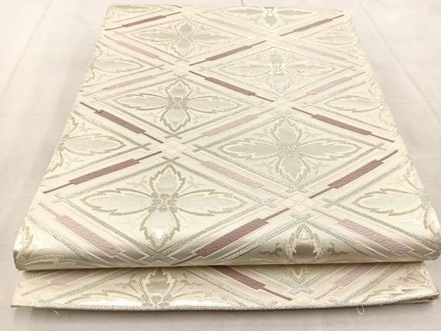 平和屋着物◎六通柄袋帯 唐織 花菱文 金銀糸 正絹 逸品 BAAU9309yc