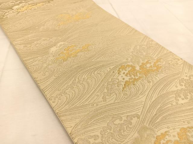 平和屋着物◎六通柄袋帯 立波文 金糸 正絹 逸品 BAAU9336yc