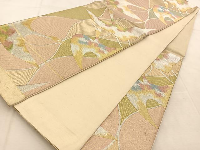 平和屋着物◎六通柄袋帯 群鶴 金銀糸 正絹 逸品 BAAU9337yc