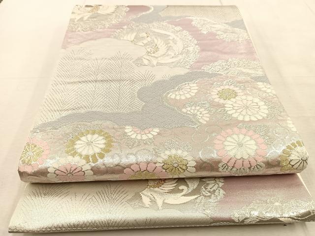 平和屋着物◎西陣 六通柄袋帯 唐織 鳳凰雲取り花文 金銀糸 正絹 逸品 BAAU9340yc