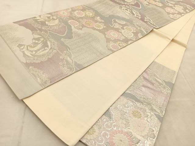 平和屋着物◎西陣 六通柄袋帯 唐織 鳳凰雲取り花文 金銀糸 正絹 逸品 BAAU9340yc
