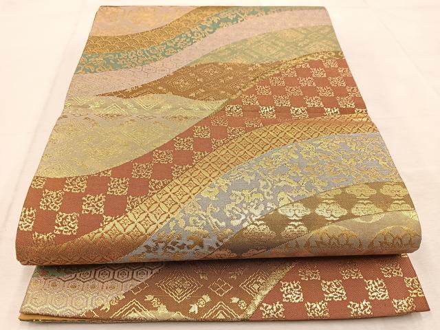 平和屋着物◎六通柄袋帯 楼蘭 金糸 正絹 逸品 BAAU9385yc