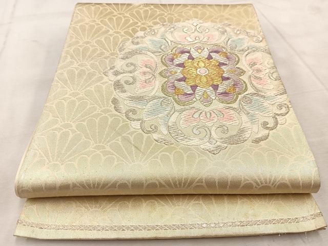平和屋着物◎六通柄袋帯 唐織 正倉院花文 金銀糸 正絹 逸品 BAAU9394yc