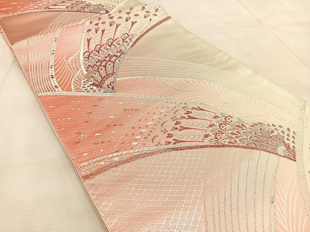 平和屋着物◎六通柄袋帯 孔雀 金銀糸 正絹 逸品 BAAU9401yc