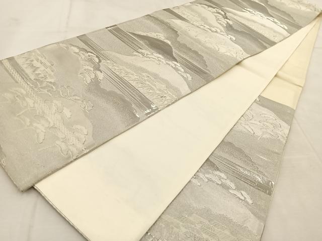 平和屋着物◎六通柄袋帯 風景松文 プラチナ箔 正絹 逸品 BAAU9420yc
