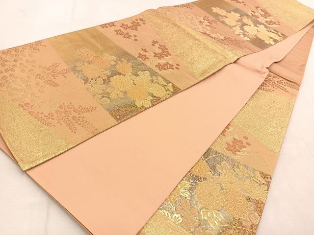 平和屋着物◎六通柄袋帯 切嵌秋草文 金糸 引箔 正絹 逸品 BAAU9421yc