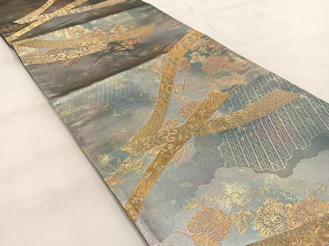 平和屋着物◎西陣 六通柄袋帯 鬘帯更紗花文 金銀糸 引箔 正絹 逸品 BAAU9430yc