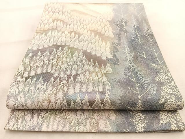 平和屋着物◎六通柄袋帯 北山杉 銀糸 正絹 逸品 BAAU9443yc