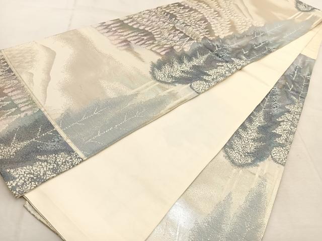 平和屋着物◎六通柄袋帯 北山杉 銀糸 正絹 逸品 BAAU9443yc