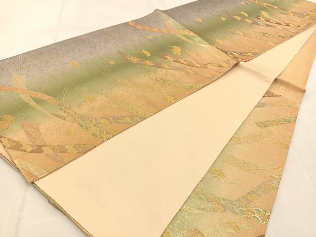 平和屋着物◎六通柄袋帯 鬘帯吉祥花文 金糸 正絹 逸品 BAAU9467yc