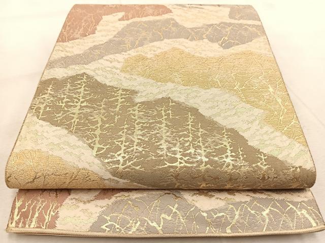 平和屋着物◎六通柄袋帯 樹林文 金糸 BAAU9508yc