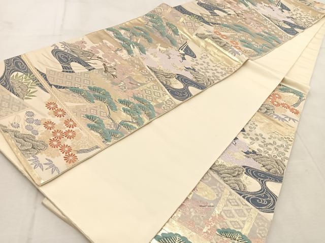 平和屋着物◎六通柄袋帯 唐織 桃山絵巻 金糸 正絹 逸品 BAAU9514yc