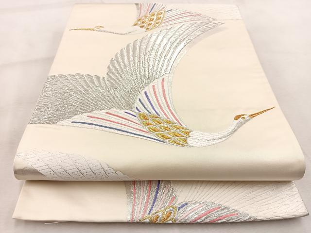 平和屋着物◎六通柄袋帯 唐織 飛鶴文 金銀糸 正絹 逸品 BAAU9516yc