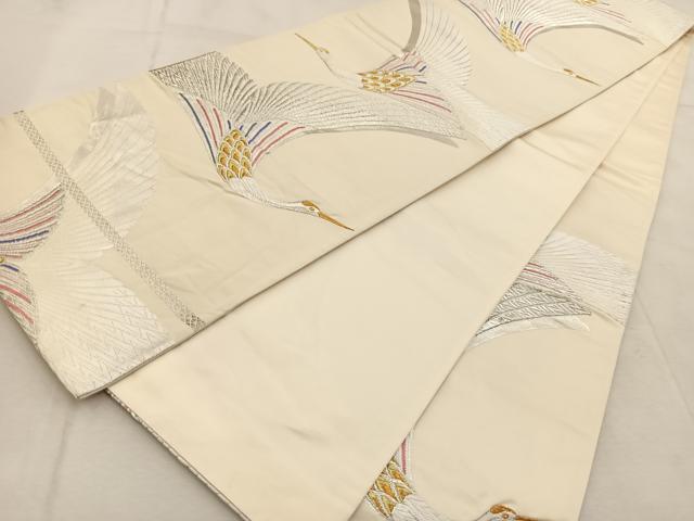 平和屋着物◎六通柄袋帯 唐織 飛鶴文 金銀糸 正絹 逸品 BAAU9516yc