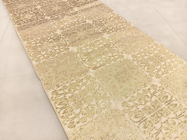 平和屋着物◎六通柄 本袋帯 正倉院花文 金糸 正絹 逸品 BAAU9534yc