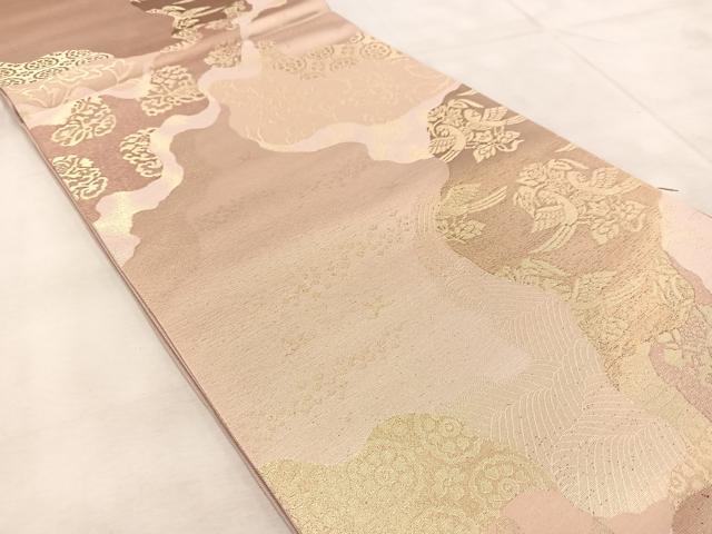 平和屋着物◎六通柄袋帯 花鳥文 金糸 正絹 逸品 未使用 BAAU9556yc