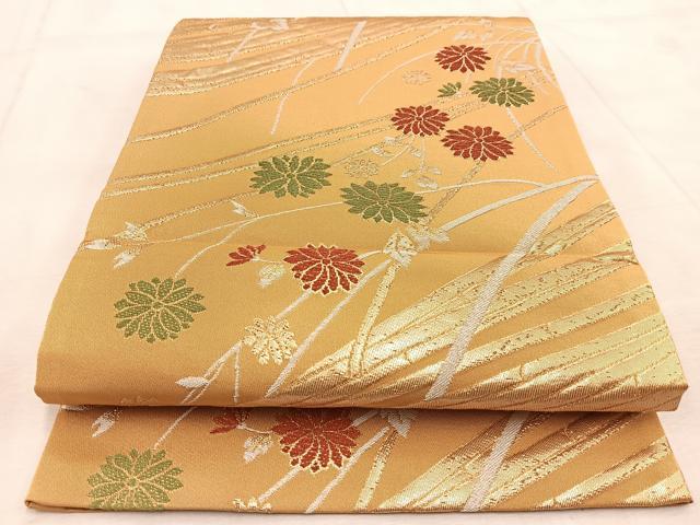平和屋着物◎六通柄 京袋帯 唐織 竹菊花文 金糸 BAAU9595yc