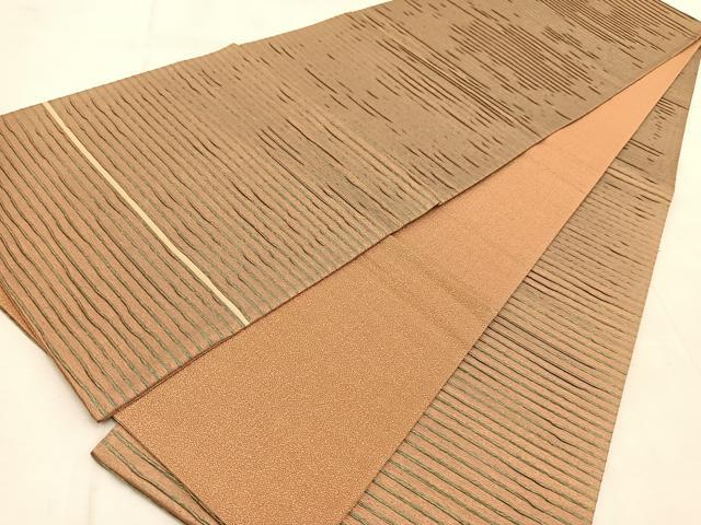 平和屋着物◎両面 全通柄袋帯 横段文 金糸 正絹 逸品 BAAU9618yc