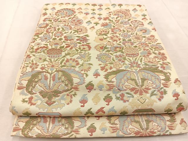 平和屋着物◎六通柄 京袋帯 本袋帯 飾花文 金糸 正絹 逸品 BAAU9650yc