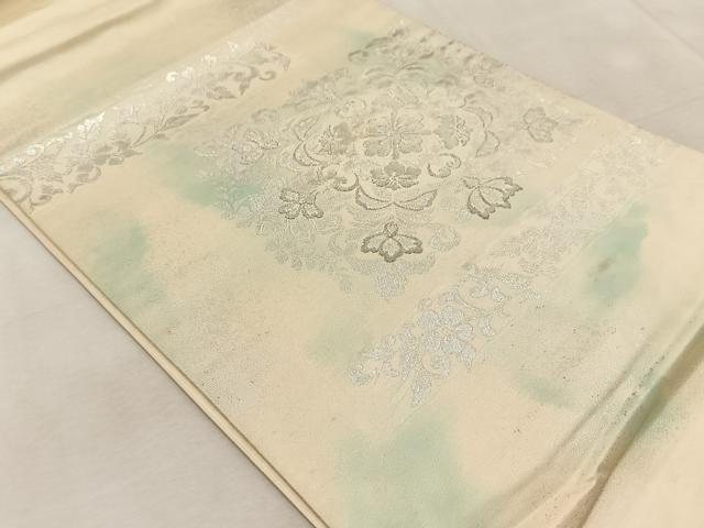 平和屋着物◎太鼓柄 京袋帯 宝相華 銀糸 正絹 逸品 BAAU9651yc