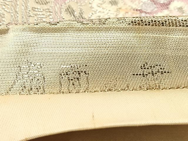 平和屋着物◎六通柄袋帯 扇面の舞 プラチナ箔 正絹 逸品 BAAU9681yc