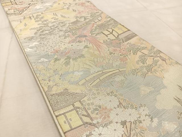 平和屋着物◎900織佐賀錦 六通柄袋帯 鳳凰風景文 金銀糸 正絹 逸品 BAAU9705yc