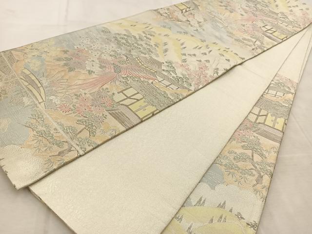 平和屋着物◎900織佐賀錦 六通柄袋帯 鳳凰風景文 金銀糸 正絹 逸品 BAAU9705yc