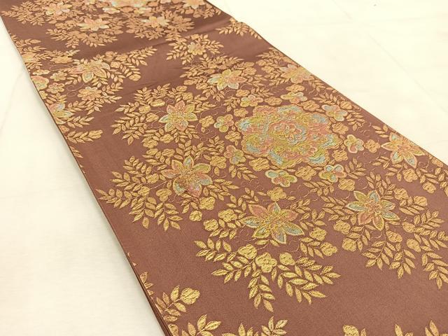 平和屋着物◎六通柄袋帯 正倉院花文 金糸 正絹 逸品 BAAU9709yc