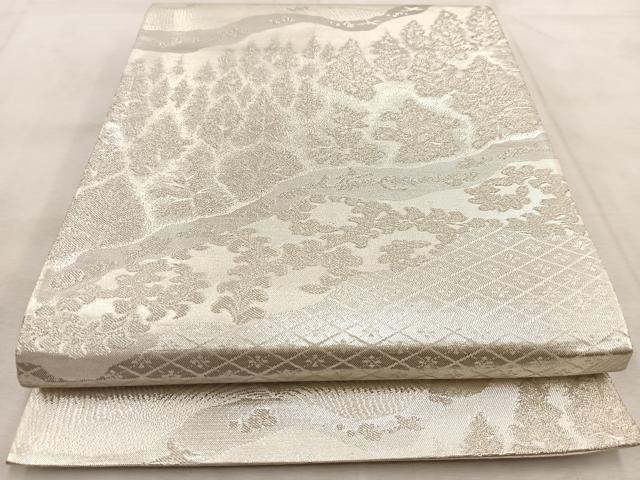 平和屋着物◎佐賀錦 六通柄袋帯 道長樹林文 銀糸 正絹 逸品 BAAU9753yc