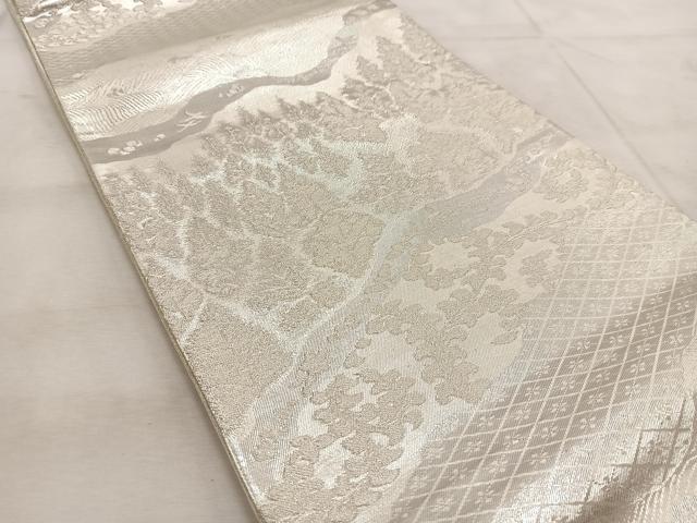 平和屋着物◎佐賀錦 六通柄袋帯 道長樹林文 銀糸 正絹 逸品 BAAU9753yc