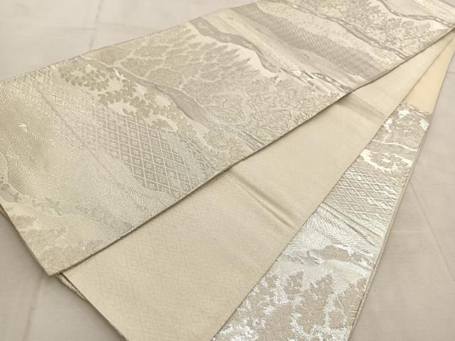 平和屋着物◎佐賀錦 六通柄袋帯 道長樹林文 銀糸 正絹 逸品 BAAU9753yc