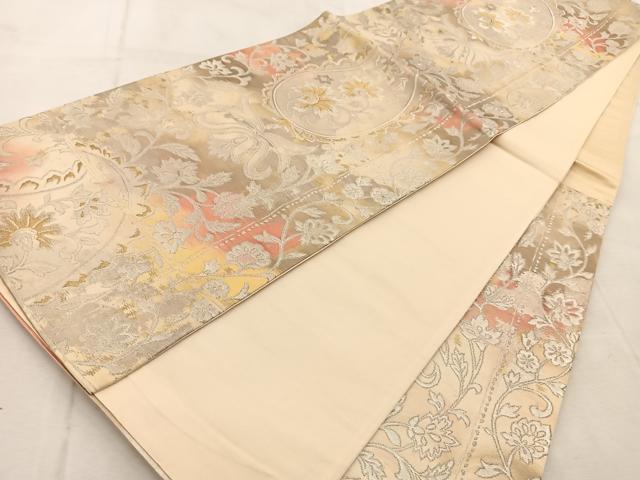 平和屋着物◎六通柄袋帯 更紗花唐草文 金銀糸 引箔 正絹 逸品 BAAU9770yc