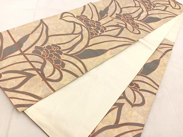 平和屋着物◎六通柄袋帯 草花文 金糸 引箔 正絹 逸品 BAAU9774yc