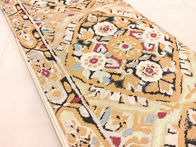 平和屋着物◎六通柄袋帯 正倉院花文 金糸 BAAU9791yc