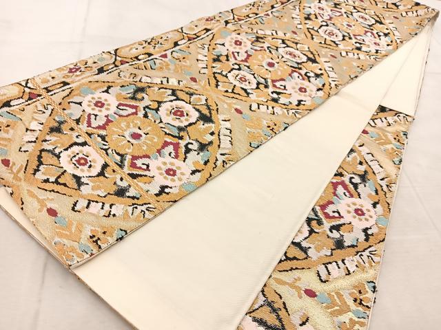 平和屋着物◎六通柄袋帯 正倉院花文 金糸 BAAU9791yc