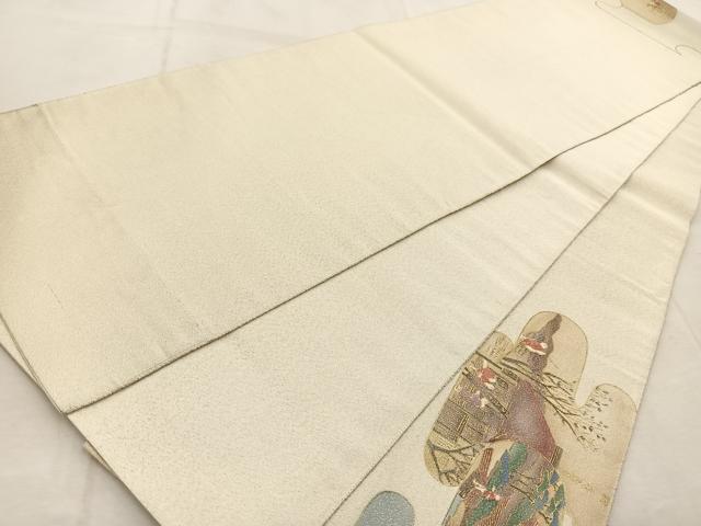 平和屋着物◎太鼓柄袋帯 綴れ 東海道五拾三次 金銀彩 正絹 逸品 BAAU9796yc