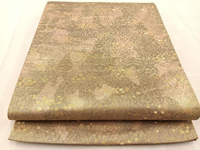 平和屋着物◎六通柄袋帯 花唐草文 金糸 引箔 正絹 逸品 BAAU9805yc