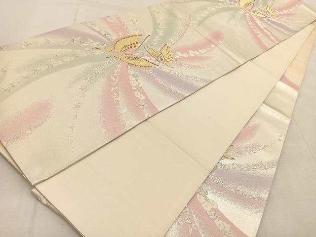 平和屋着物◎六通柄袋帯 唐織 花蝶文 金銀糸 正絹 逸品 BAAU9815yc
