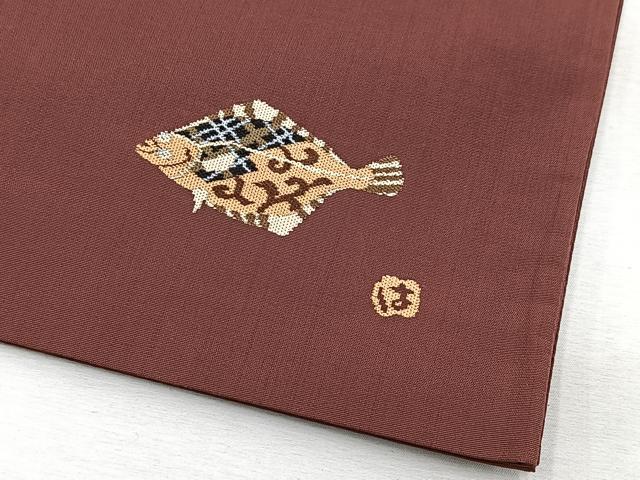 平和屋着物◎太鼓柄袋帯 ヒラメ 銀糸 正絹 逸品 BAAU9822yc